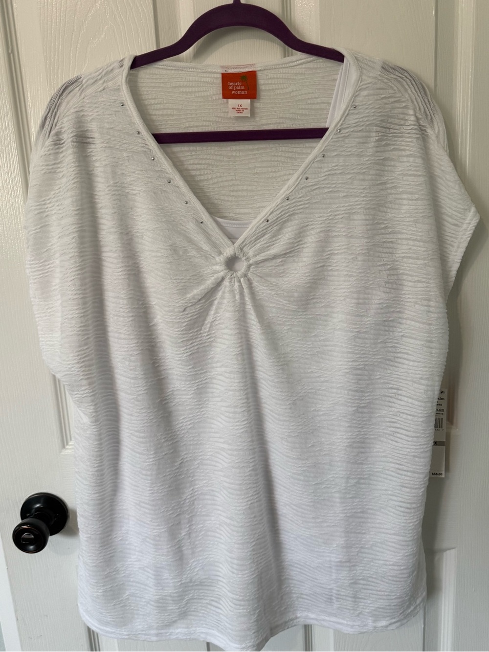 Hearts of Palm White Blouse 1X NWT